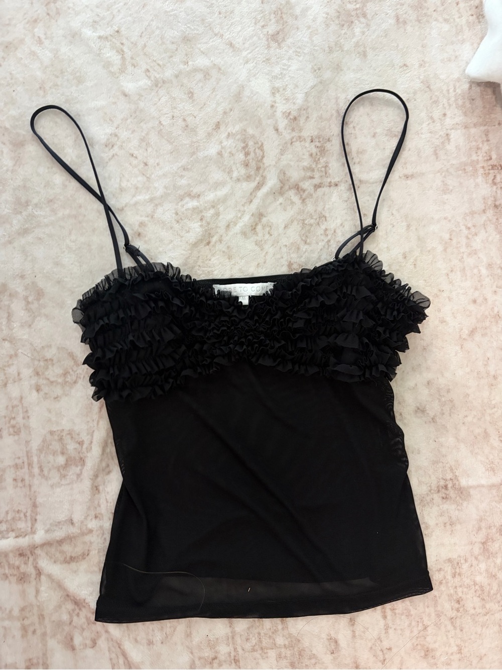REVOLVE Black Ruffle Cami Tank Top